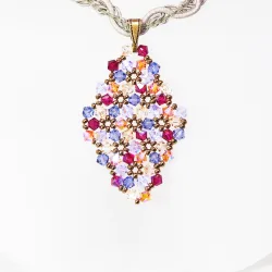 Pendant 30cm - Terence Rhombus M-Khaki Braid - Pendant 30cm - Laiton bronze